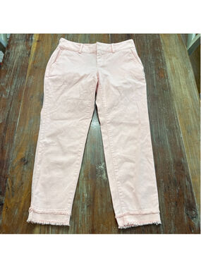LOFT Peach Girlfriend Chino Petite Ankle Pants 4P Frayed Hem NWT